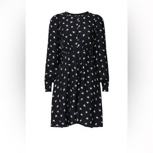 Rebecca Taylor Long Sleeve Brigette Silk mini Dress Black White print 4 S